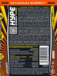 Blasted Tropical Mango & Passionfruit 12x250ml - Hype Energy UK